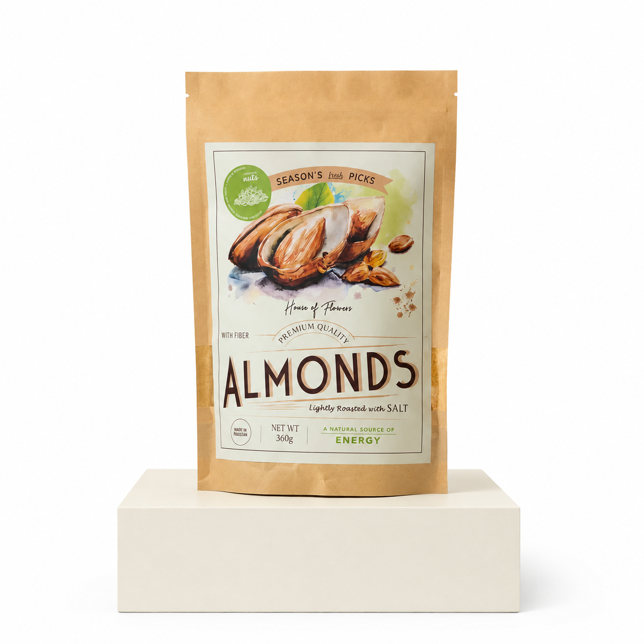 A stand-up kraft paper pouch of House of Flavors Season&