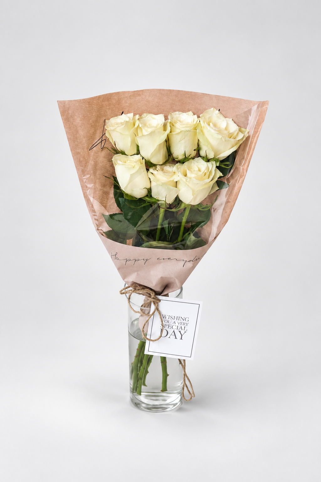 A bouquet of 7 roses and exquisite wrapping.