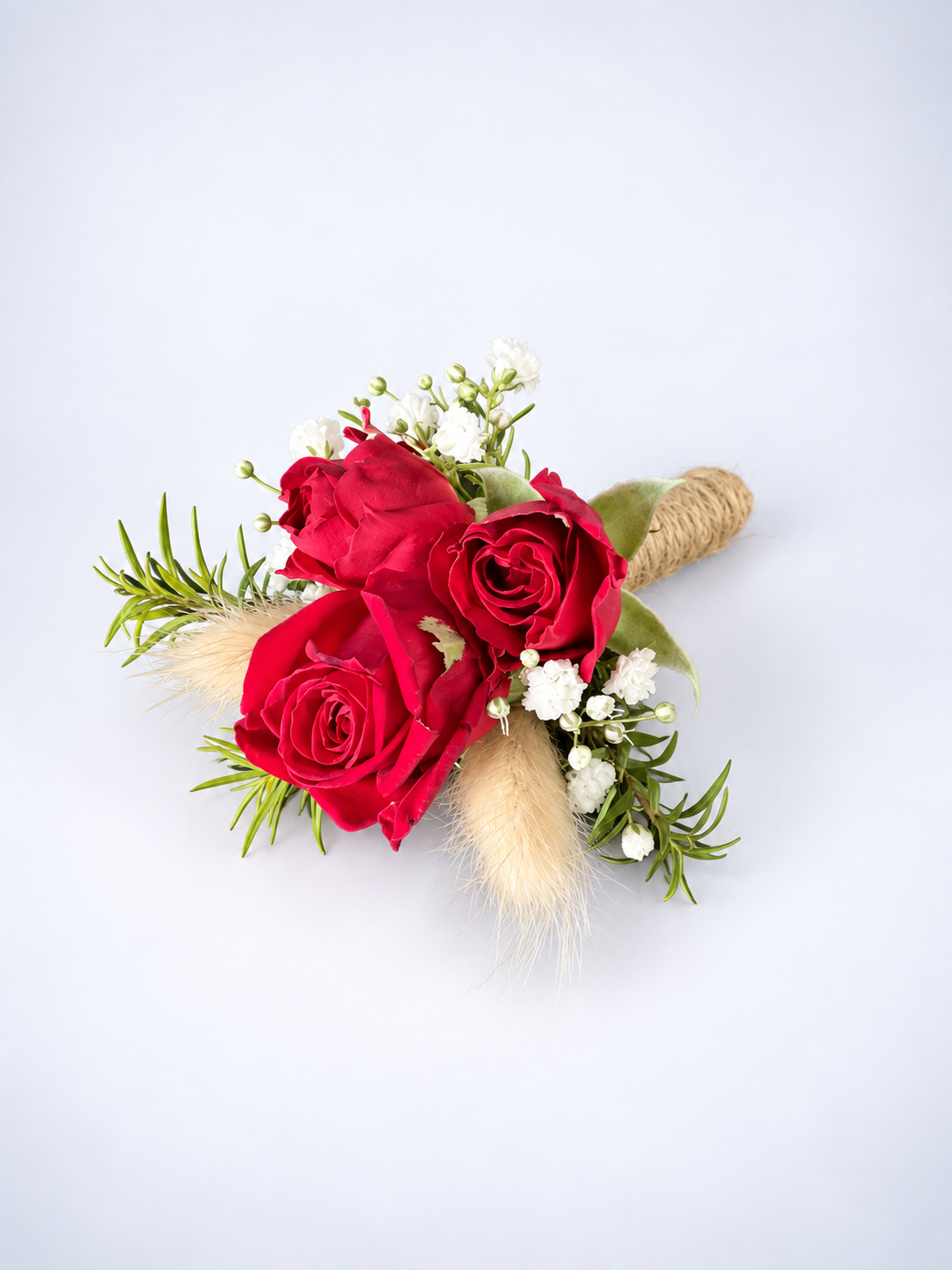 Red rose boutonniere with baby&