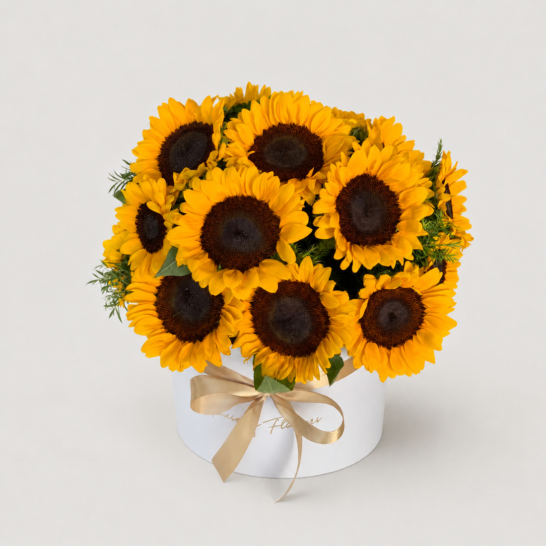 a basket with sunflowers