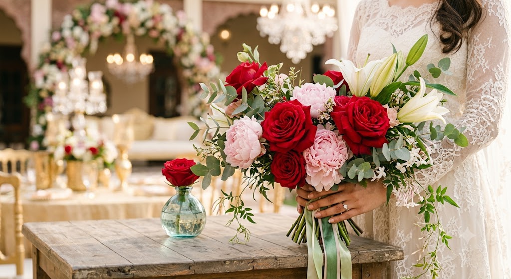 Wedding floral arrangement showcasing modern bridal flower trends