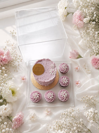 Blush Bento Cake &amp; Mini Cupcakes Box