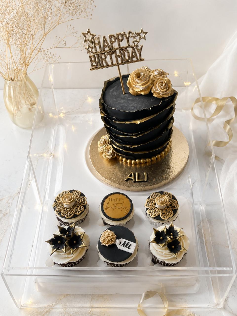 Black &amp; Gold Custom Cake Set