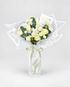 Ever After bouquet of white roses, spray roses and chrysanthemums with eucalyptus