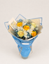 A  bouquet with roses, chrysanthemums and babys breath.