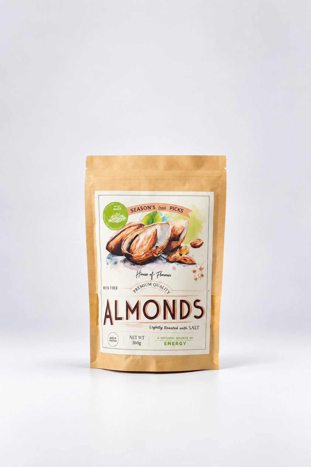 A stand-up kraft paper pouch of House of Flavors Season&
