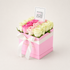 Flower basket arranged with 16 imported pink and white roses.