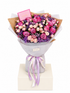 A vibrant flower bouquet featuring pink and purple roses, pink baby&