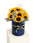 A bouquet of sunflowers and white baby&