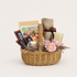 A gourmet gift basket filled with assorted treats, including Hershey&
