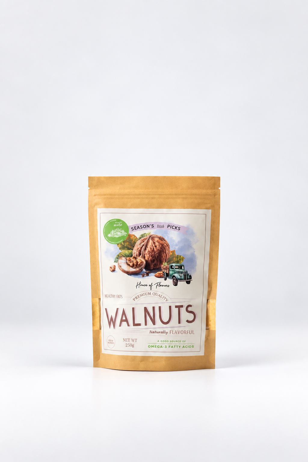 A stand-up kraft paper pouch of Season&