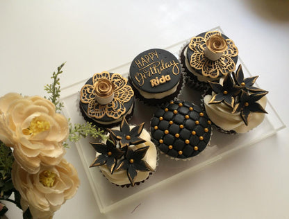 Black &amp; Gold Theme Cupcakes - House of Flowers 